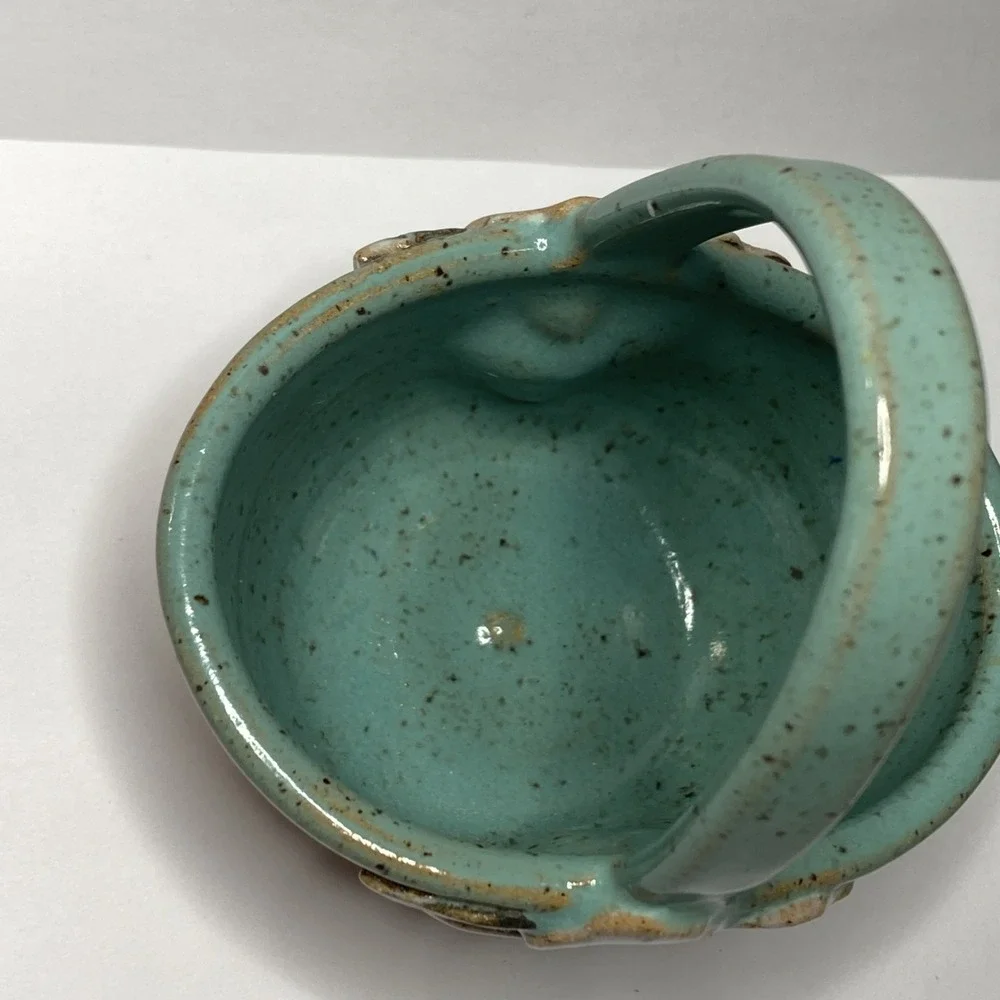 Vtg Old Patagonia Pottery Small Floral Basket Blue Brown 89‎ RARE